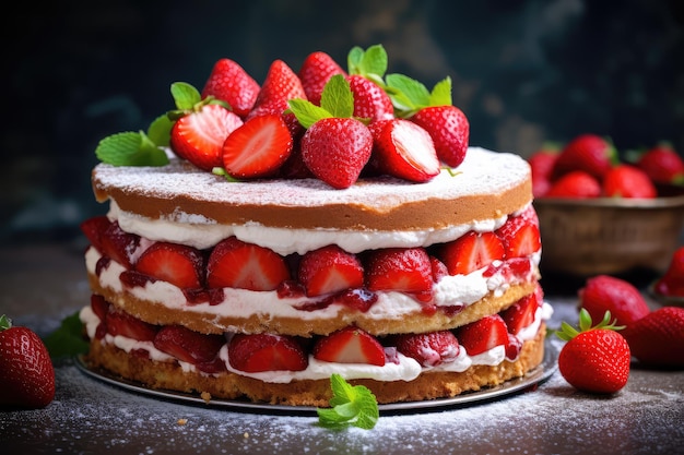 Delicioso postre de tarta de galleta de fresa