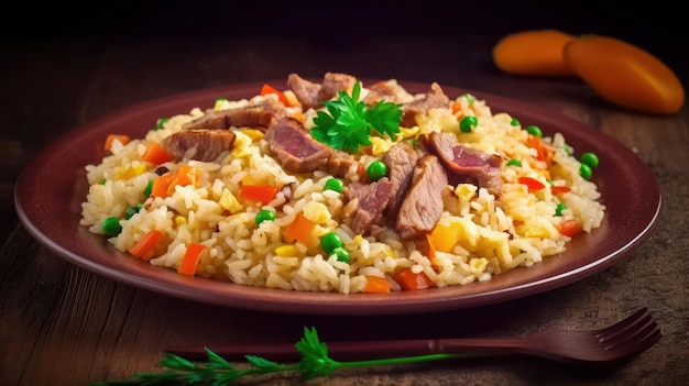 Delicioso prato de arroz atollado comida típica colombiana