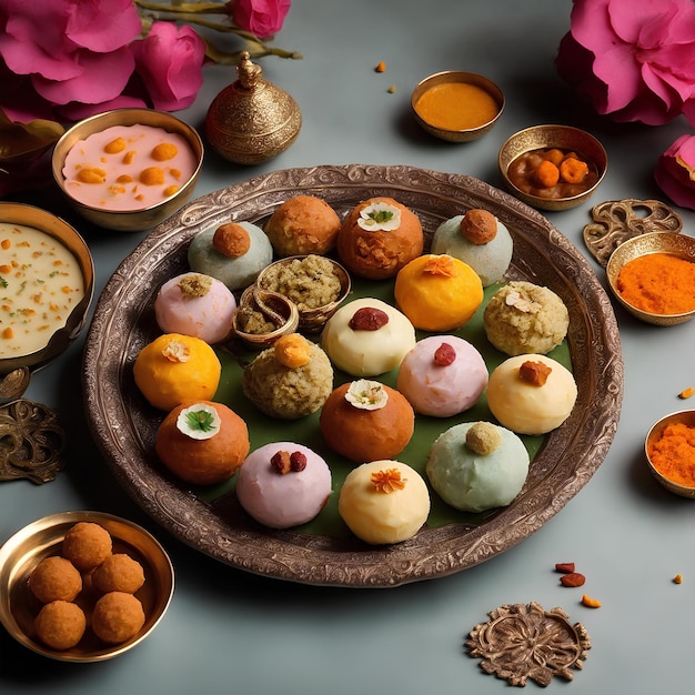 Delicioso prato de doces de Diwali