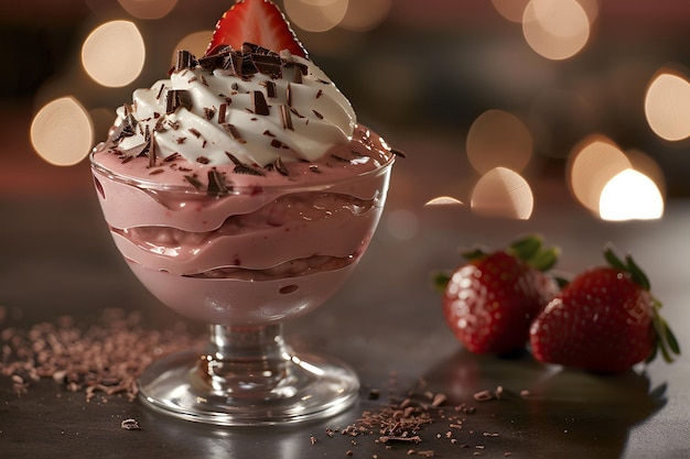 Delicioso pudín de fresa tentador postre deleite fotografía de comida