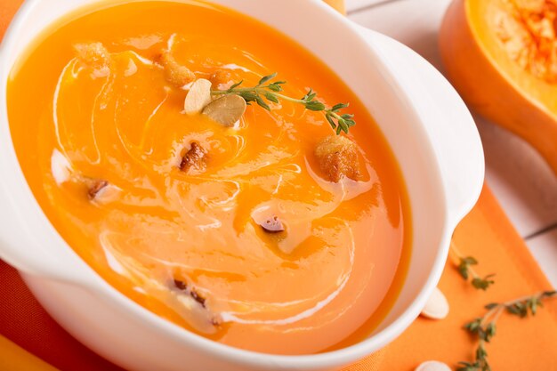 Delicioso puré de sopa de calabaza