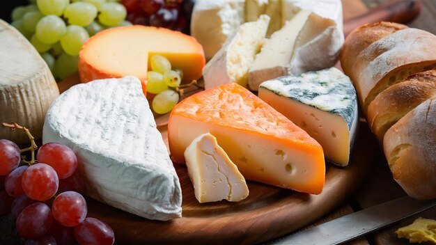 Delicioso queso en tabla de madera