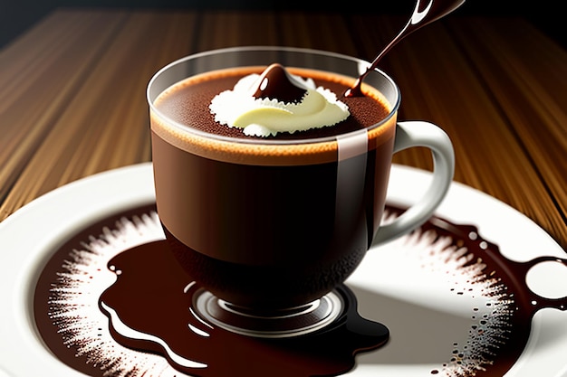 Delicioso refrigerio de té de la tarde con café y chocolate