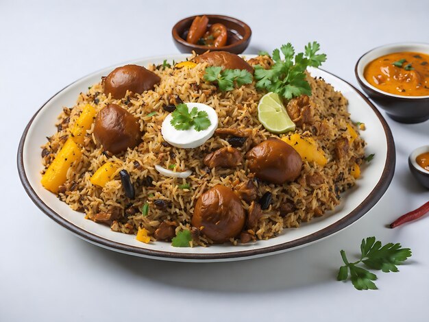 Delicioso y sabroso plato de pollo biryani