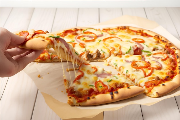 Delicioso saco de pizza em torno de anúncios