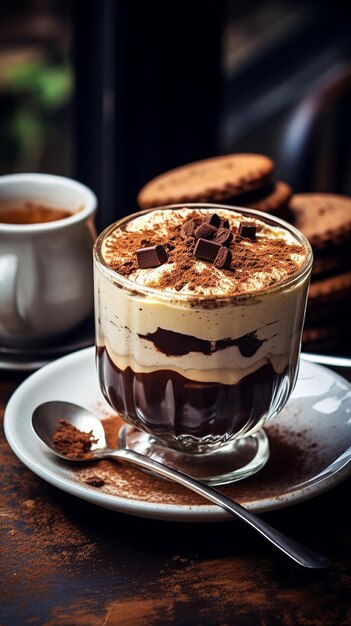 Delicioso tiramisu com biscoitos de cacau.