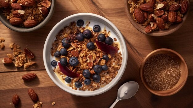 Delicioso tradicional Aai com leite condensado granola de plátano