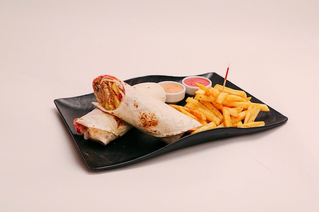 delicioso wrap de sanduíche de kebap turco durum de carne