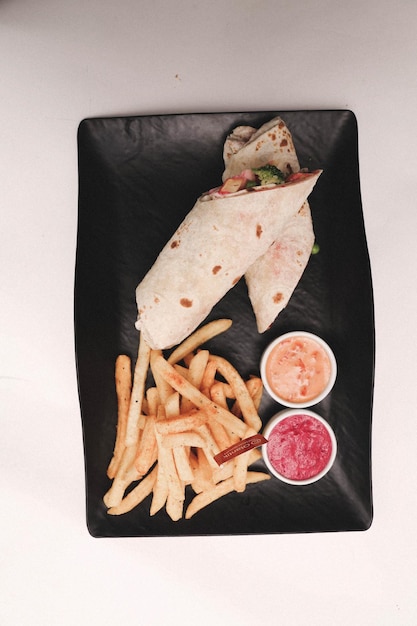 delicioso wrap de sanduíche de kebap turco durum de carne