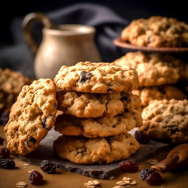 Deliciosos biscoitos de aveia e passas