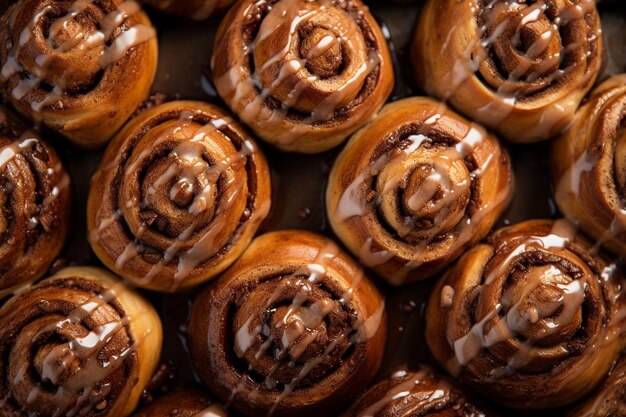 deliciosos bollos de canela desde arriba