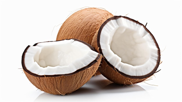 Deliciosos cocos aislados sobre un fondo blanco