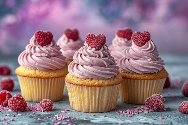 Deliciosos cupcakes com formato de coração