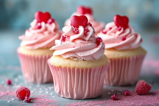 Deliciosos cupcakes com formato de coração