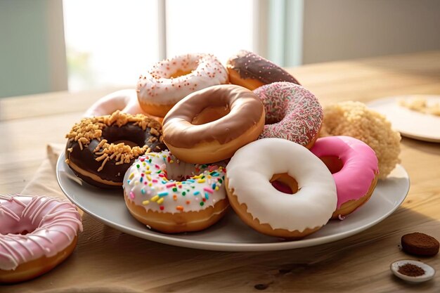 Deliciosos Donuts Beige y Pastel Cubiertos con Diversión