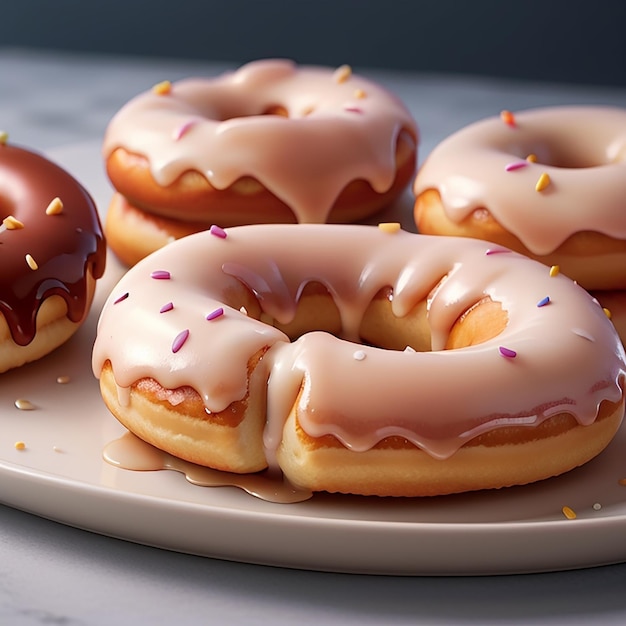 deliciosos donuts glaseados Fotografía editorial tomada con lente de 70 mm Profundidad de campo Bokeh DOF Ti