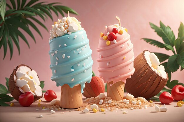 Deliciosos helados de coco.