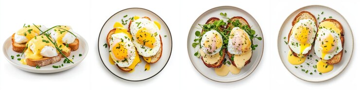 Deliciosos huevos cocidos en tostadas de lechuga con salsa holandesa