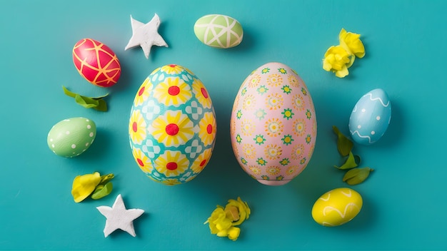 Deliciosos huevos de Pascua adornados con intrincados patrones perfectos para celebraciones