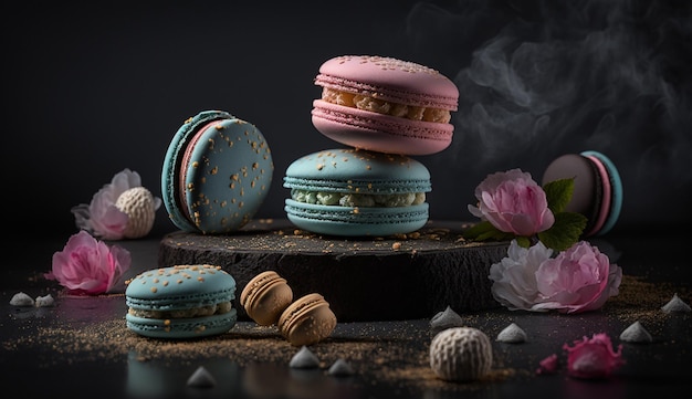 Deliciosos macarons con delicioso sabor