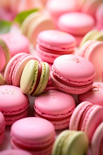 Deliciosos macarrões franceses de fundo Dia da Mãe, Dia da Independência, Dia da Mulher, doces e sobremesas