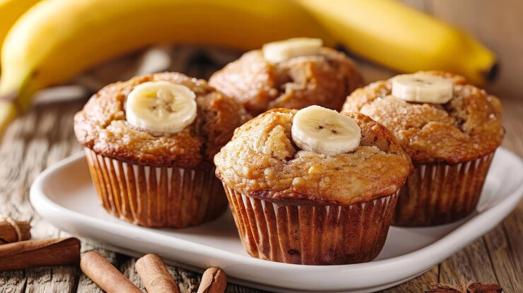 Deliciosos muffins de plátano con canela