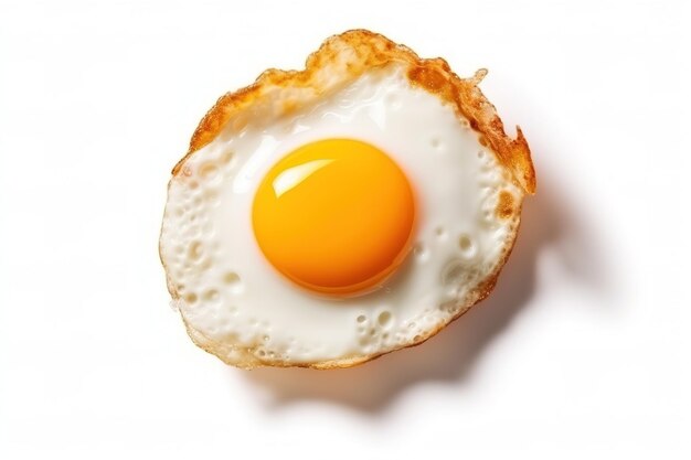 Deliciosos ovos mexidos em fundo branco vista superior isolada