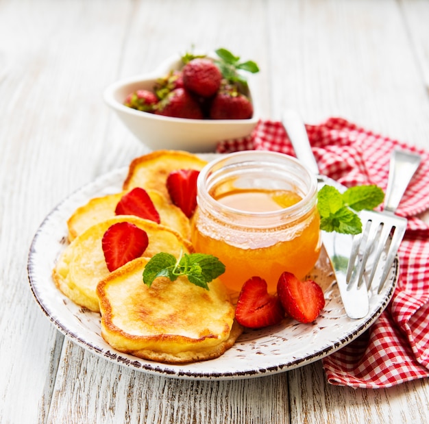 Deliciosos panqueques con fresa