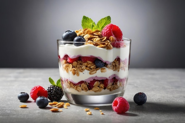 Deliciosos parfaits de yogur con frutas y avena