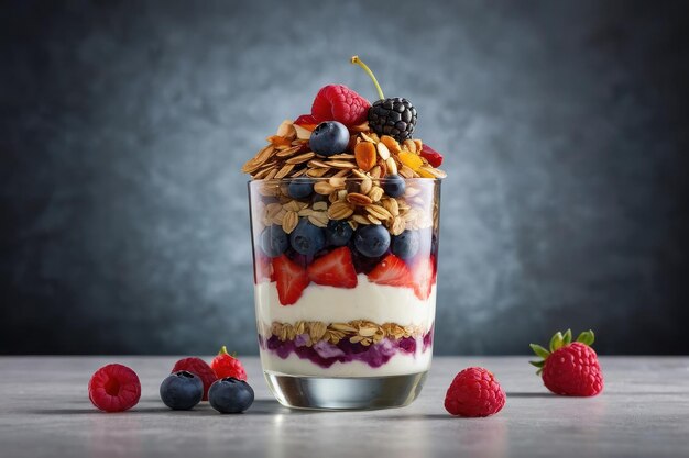 Deliciosos parfaits de yogur con frutas y avena