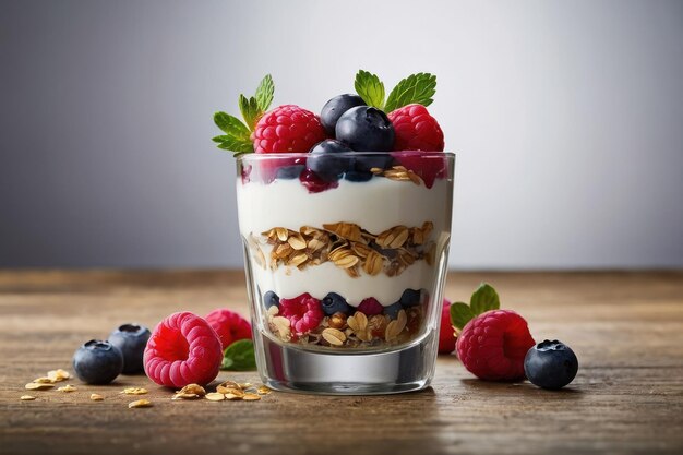 Deliciosos parfaits de yogur con frutas y avena