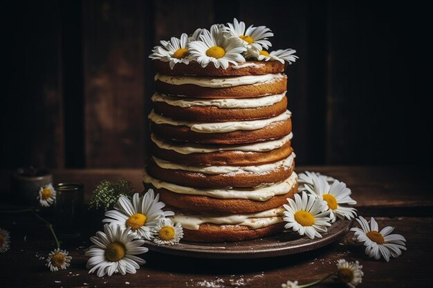 Deliciosos pasteles de boda con margaritas