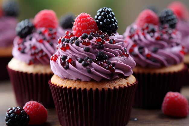 Deliciosos pasteles con frutas