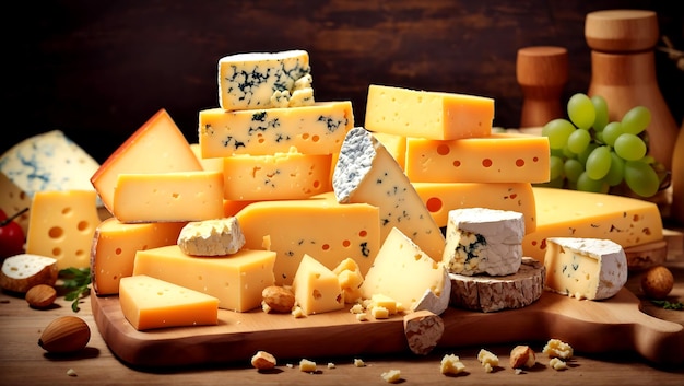 deliciosos pedaços de queijo Ai Gerado
