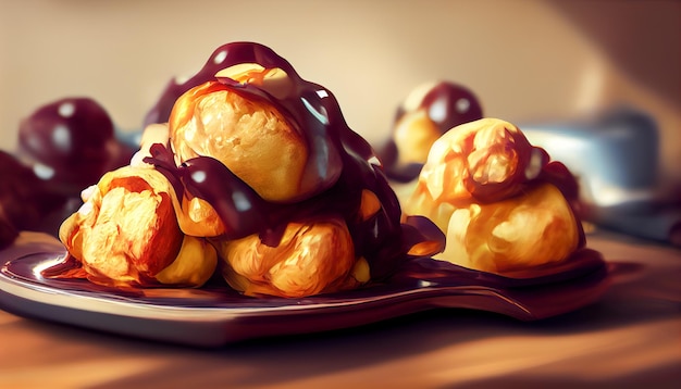 Deliciosos postres de profiteroles