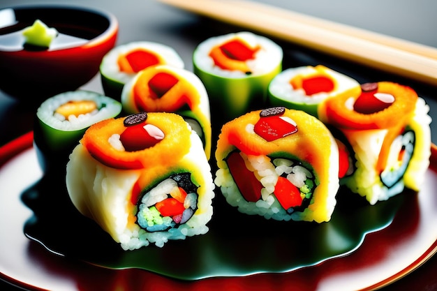 Deliciosos rolos de sushi.