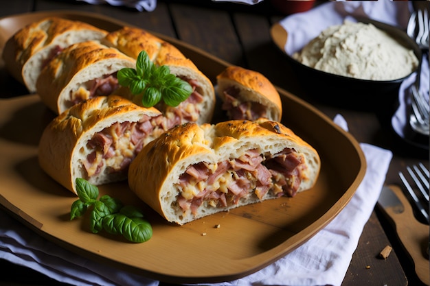 Deliciosos snacks de snack bar snacks de barra sabrosos por fuera y con un delicioso relleno por dentro Un clásico salado brasileño que agudiza el paladar AI generado