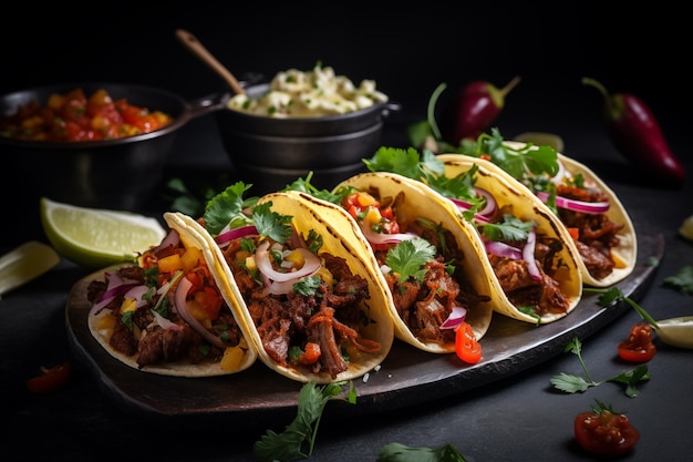 Foto deliciosos tacos de carne de res