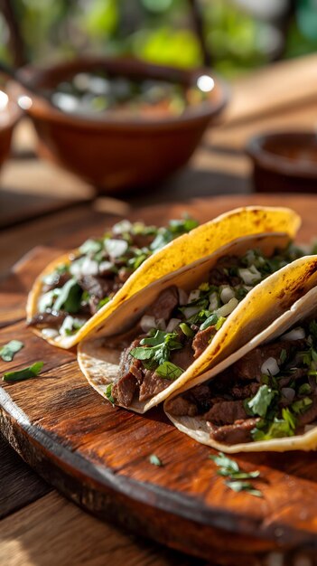 Deliciosos tacos de bife grelhado com legumes frescos e calças de limão