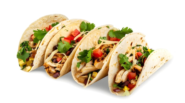Deliciosos tacos de frango grelhado isolados em fundo transparente