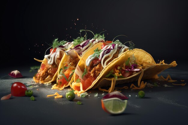 Deliciosos tacos mexicanos gerados por IA