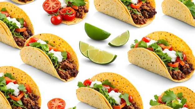 Deliciosos tacos tradicionais mexicanos Cinco de Mayo tacos Taco com molho fotografia de comida em close-up