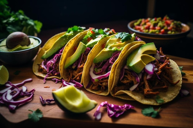 Foto deliciosos tacos veganos de jaca