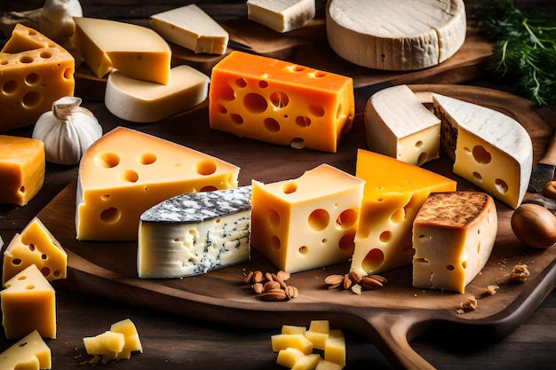 Deliciosos trozos de queso differente en forma y sabor