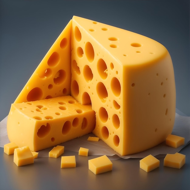 deliciosos trozos de queso realistas en 3d