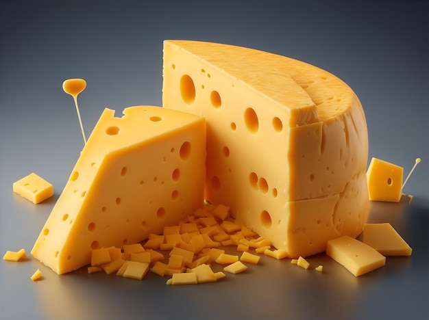 deliciosos trozos de queso realistas en 3d