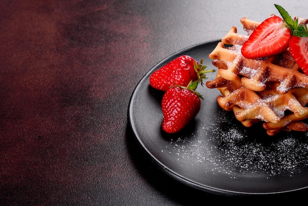 Deliciosos waffles assados frescos