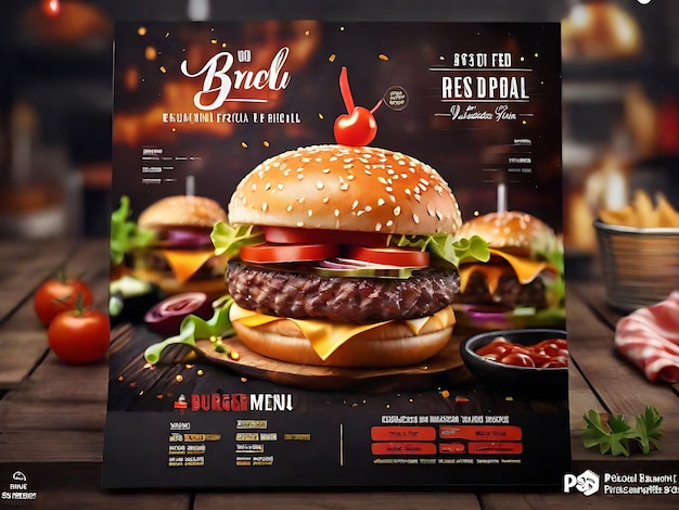 Foto delicious burger delights psd menú de comida para sus restaurantes publicaciones en las redes sociales