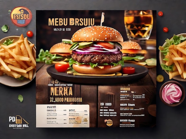 Foto delicious burger delights psd menú de comida para sus restaurantes publicaciones en las redes sociales