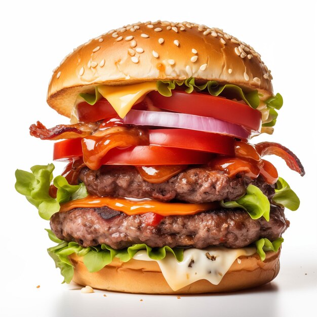 Foto delicious burgers mit weißem hintergrund